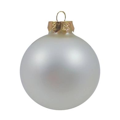 Прикраса новорічна куля срібляста матова 8см - фото