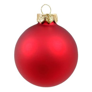 Прикраса новорічна куля червона матова 8см - фото