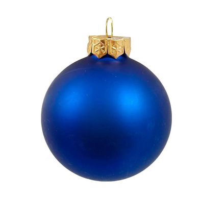 Прикраса новорічна куля синя матова 8см - фото