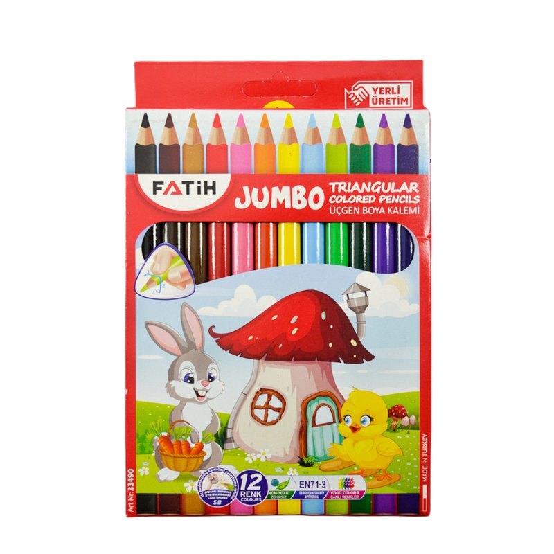 Олівці кольорові 4мм 12шт/уп Fatin Jumbo (33490) - фото