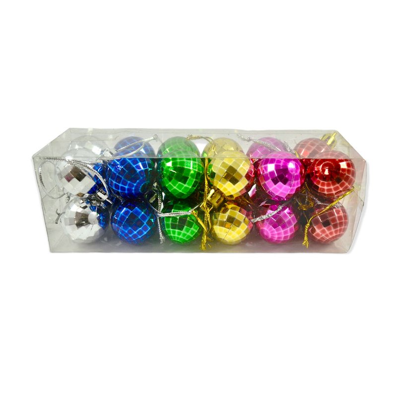 Прикраса новорічна кульки 24шт 3см у коробці - фото