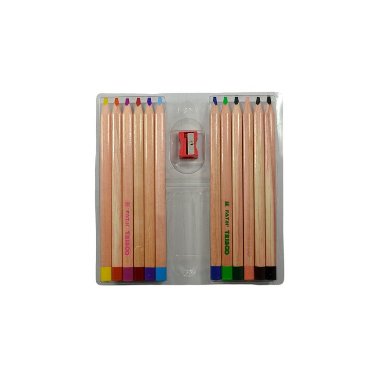 Олівці кольорові 5,4мм 12шт/уп +точилка Fatin Triboo Jumbo (33490) - фото