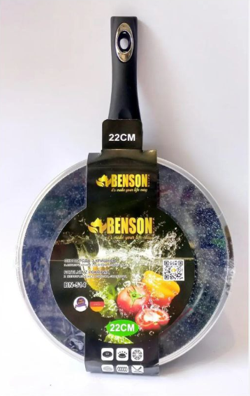 Сковорідка з кришкою d=26см Benson (BN-519) - фото