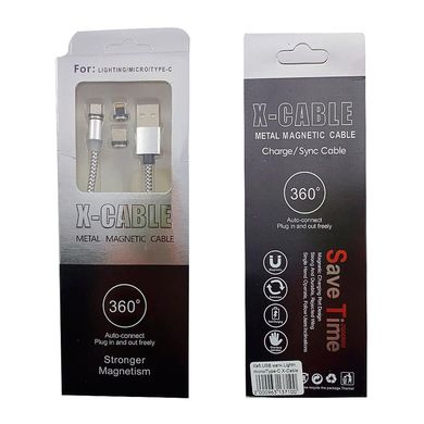 Кабель USB магнітний Lightning/micro/Type-C X-Cable - фото