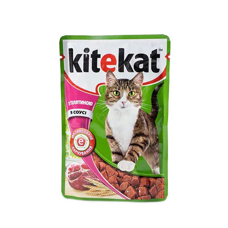 Корм вологий для котів Kitekat з телятиною 100г - фото