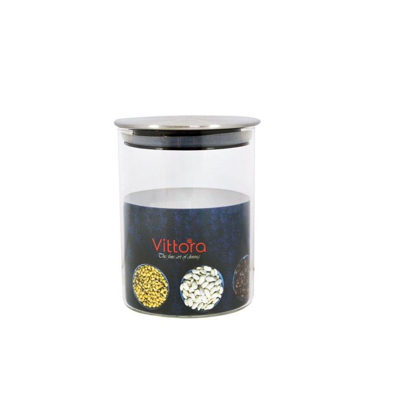 Ємність скляна з з нержавіючої сталі кришкою 700мл Vittora (VT-7207) - фото