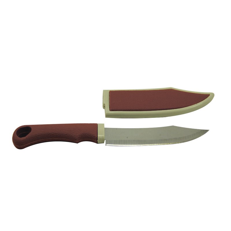 Нож в коричневом чехле - фото