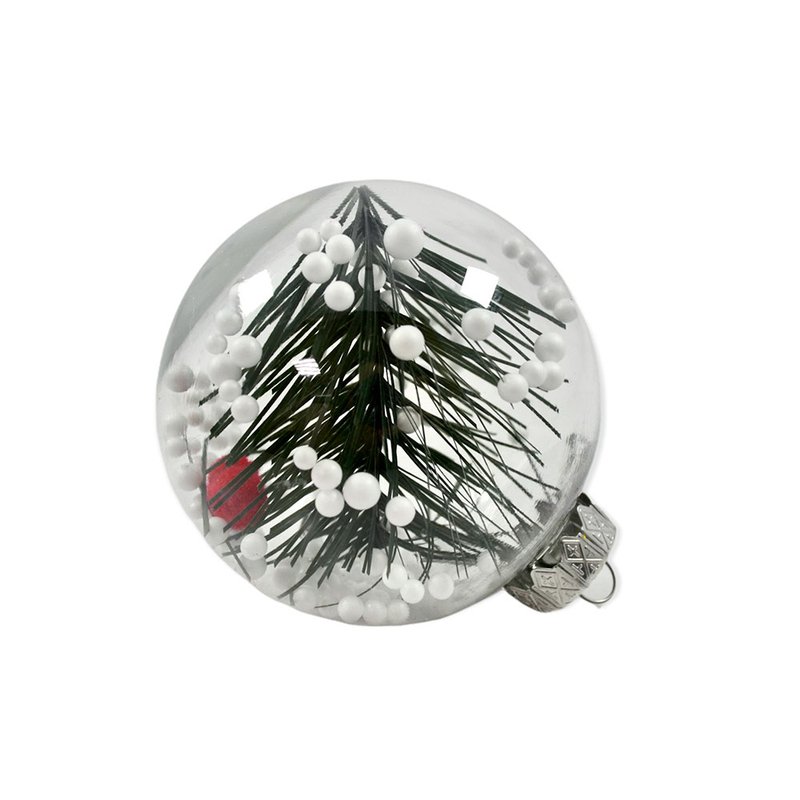 Прикраса новорічна кулі прозорі з ялинкою 3шт d=8см - фото