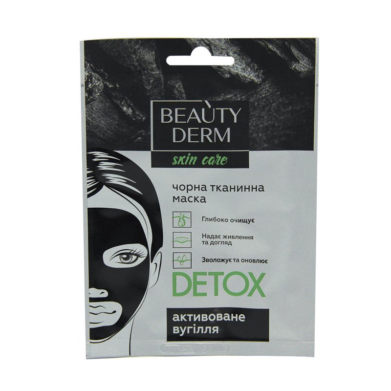 Маска для обличчя тканинна Detox чорна BeautyDerm - фото