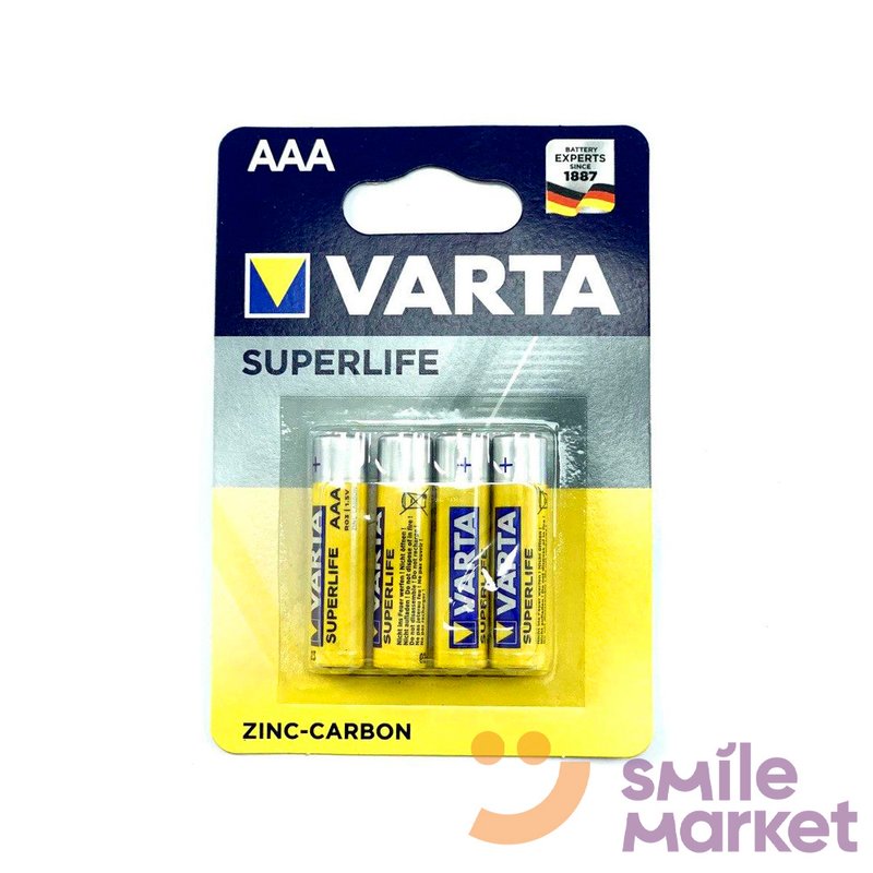 Батарейки Varta Superlife AAA 4шт/уп (R03) - фото