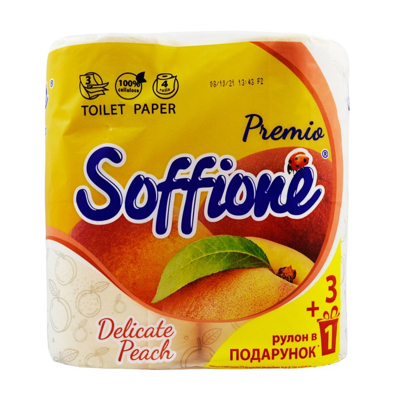 Папір туалетний 3-х шаровий 4шт/уп Soffione Premio Delicate Peach - фото