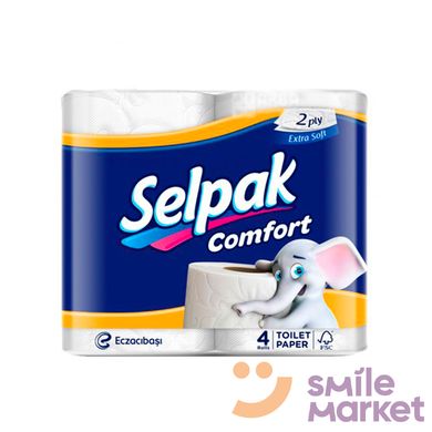 Папір туалетний двошаровий 4шт/уп Selpak Comfort - фото