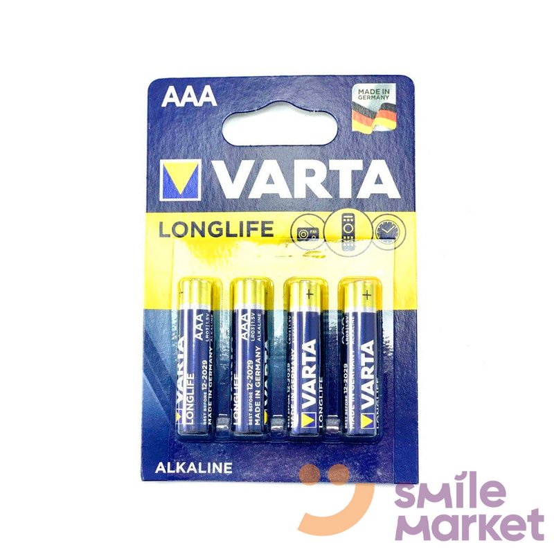 Батарейки 4шт/уп Varta Longlife AAA (LR03) - фото