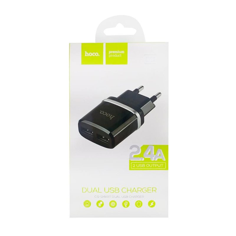 Блок питания 2 USB C12 2.4A Hoco - фото