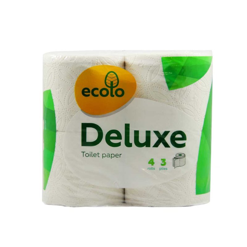 Папір туалетний тришаровий 4шт/уп Ecolo Deluxe - фото