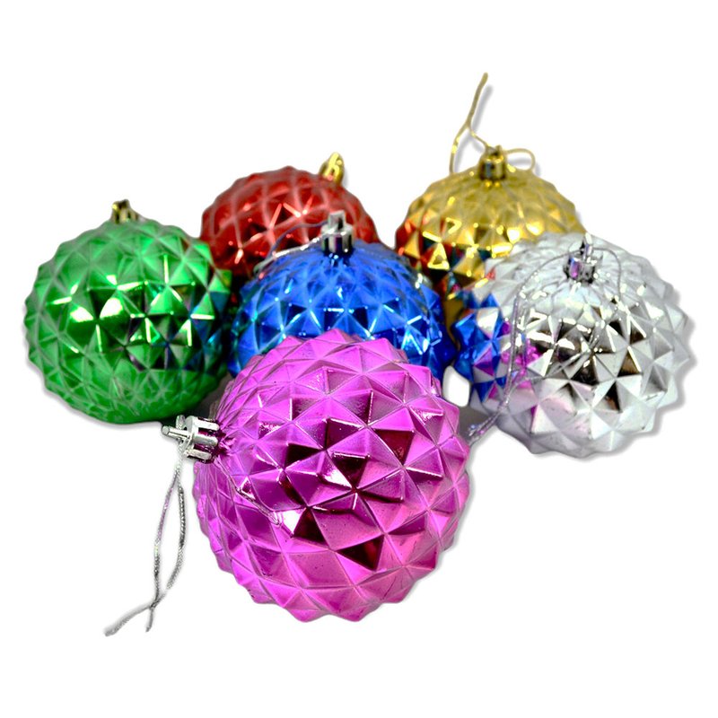 Прикраса новорічна кульки 6шт (DSCN0576-8) - фото