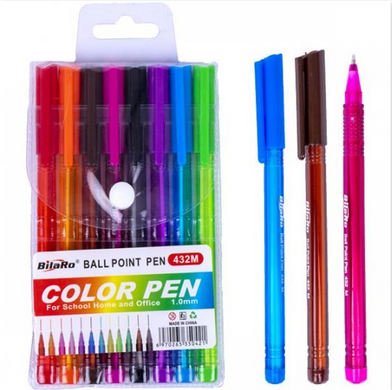 Ручки кулькові кольорові 12шт/уп (HL-607) - фото
