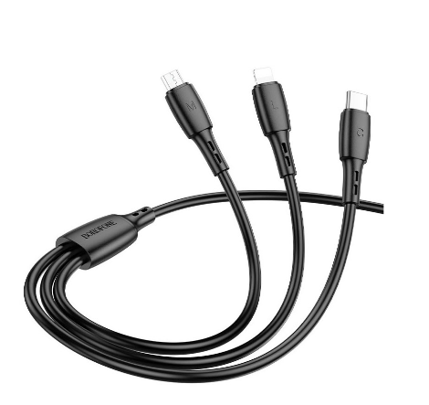 Кабель USB 3в1 Type-C/micro/Lightning 1м Borofone (BX71) - фото
